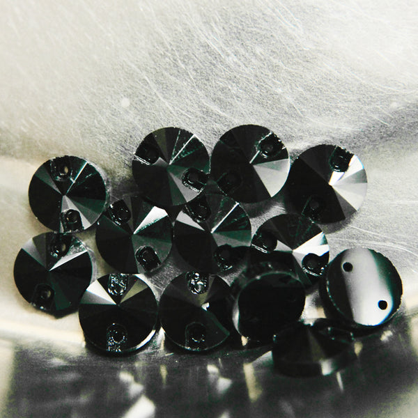 Round shape black colour glass crystal