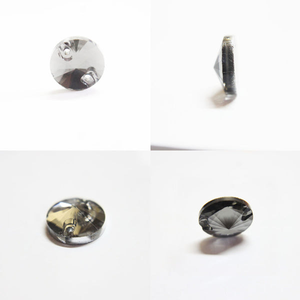 10MM Round Shape Glass Crystal in Charcoal Grey Colour