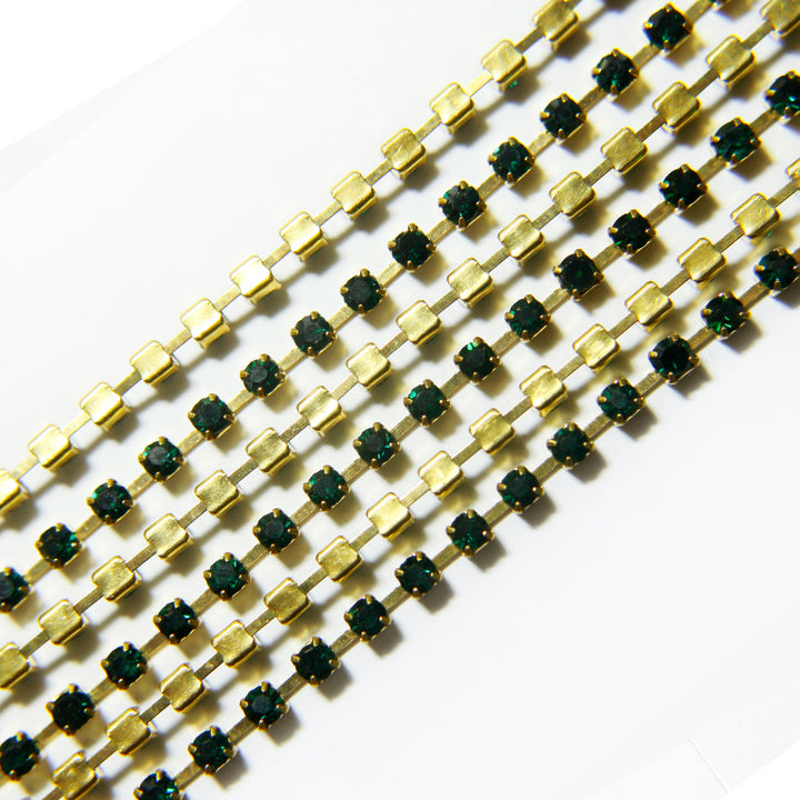 Emerald Green Colour Chaton Chain