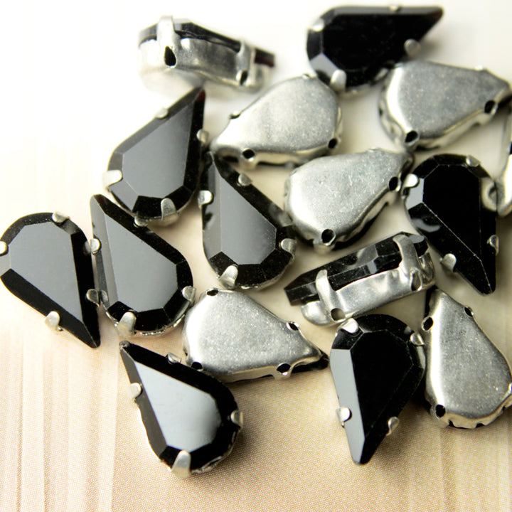Tear drop shape black crystal