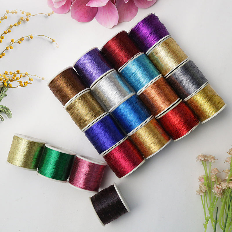 Buy gold-multicolor thin zari thread online at best price