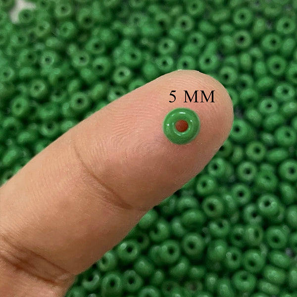 5mm (4/0) - 100g Preciosa Beads Round Shape Green Opaque finish for Jewelry Making and Embroidery