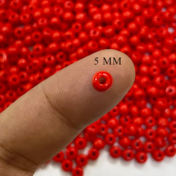 5mm (4/0) - 100g Preciosa Beads Round Shape Red Opaque finish for Jewelry Making and Embroidery