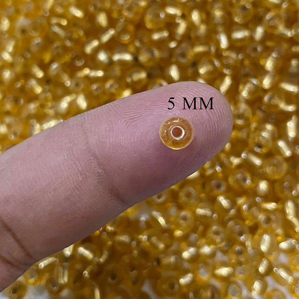 5mm (4/0) - 100g Preciosa Beads Round shape Gold Transparent finish for Jewelry Making and Embroidery