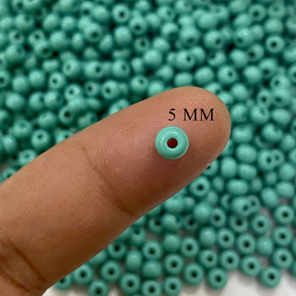 5mm (4/0) - 100g Preciosa Beads Round Shape Aqua Blue Opaque finish for Jewelry Making and Embroidery