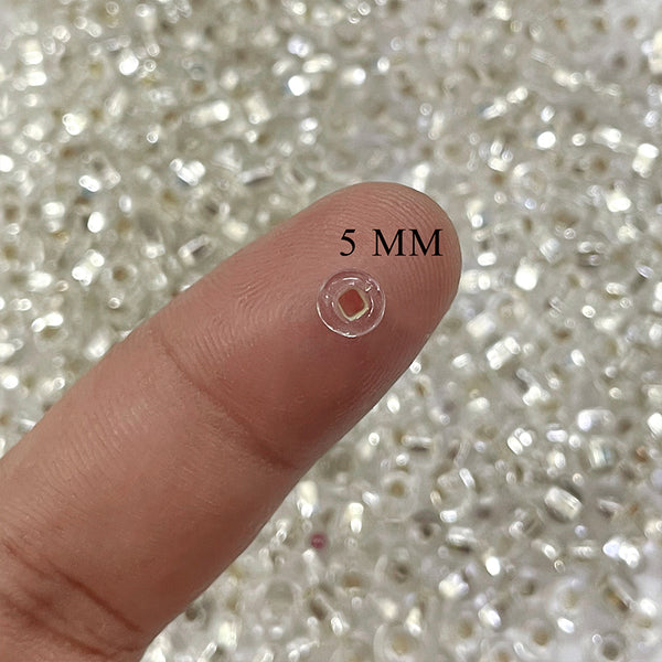 5mm (4/0) - 100g Preciosa Beads Round Shape Silver Transparent finish for Jewelry Making and Embroidery