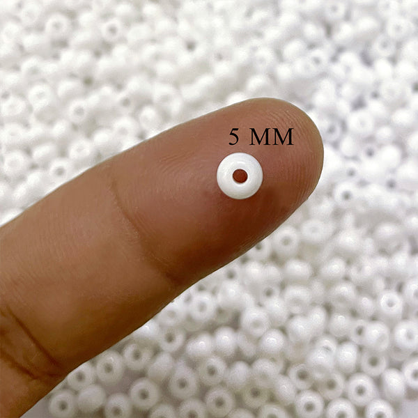 5mm (4/0) - 100g Preciosa Beads Round Shape White Opaque finish for Jewelry Making and Embroidery