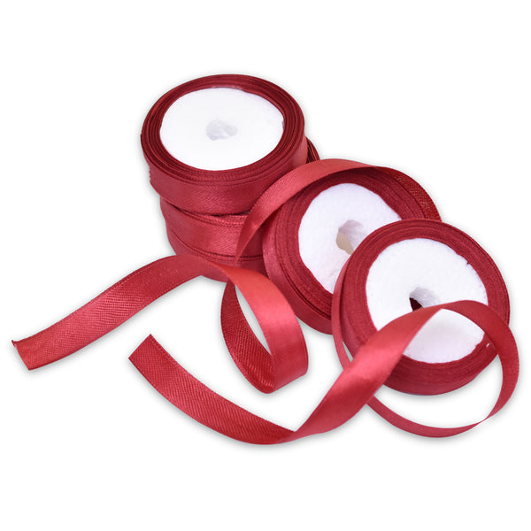 Maroon Color Satin Ribbon- 5 Roll
