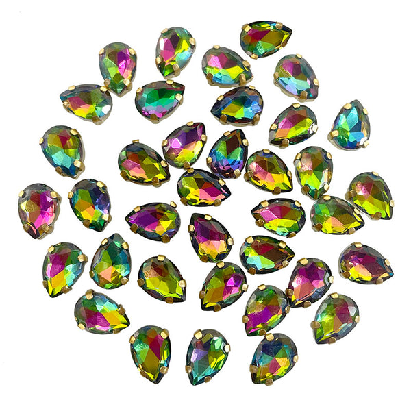 rainbow teardrop rhinestones