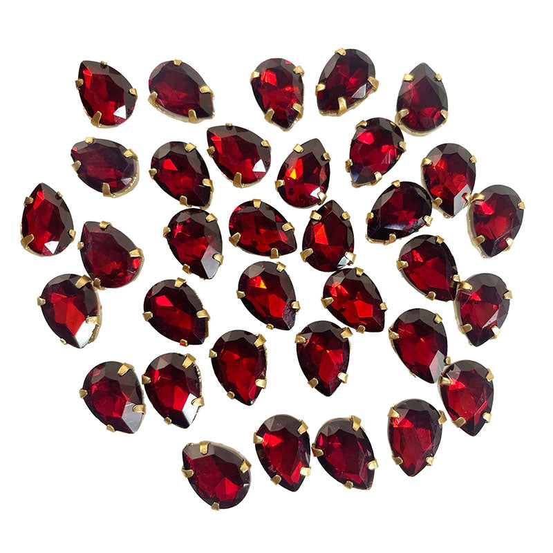 Buy Tear Drop Rhinestones In Setting Ruby Red – EmbroideryMaterial.Com
