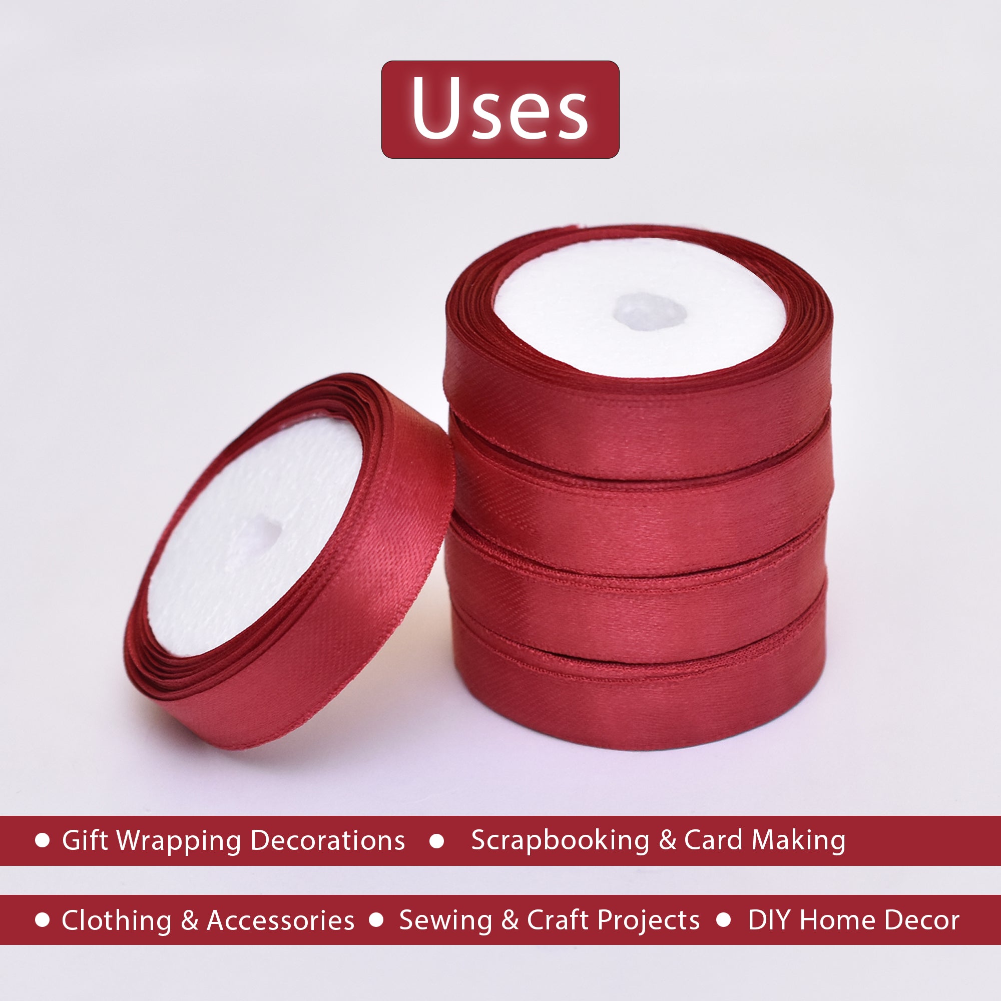 Buy Maroon color satin ribbon online at wholesale price ...